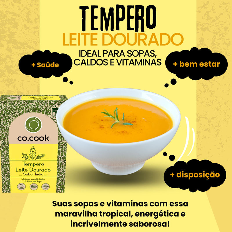 CoCook Caixa 20 Pack  100% Natural  Leite Dourado Sabor Índia 75g