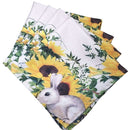 Kit 4 Guardanapos de Tecido  Coelho da Páscoa Girassol 40cmx40cm