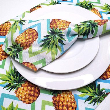 Kit 4 Guardanapo de Tecido ZigZag Alegre Abacaxi 40cmx40cm