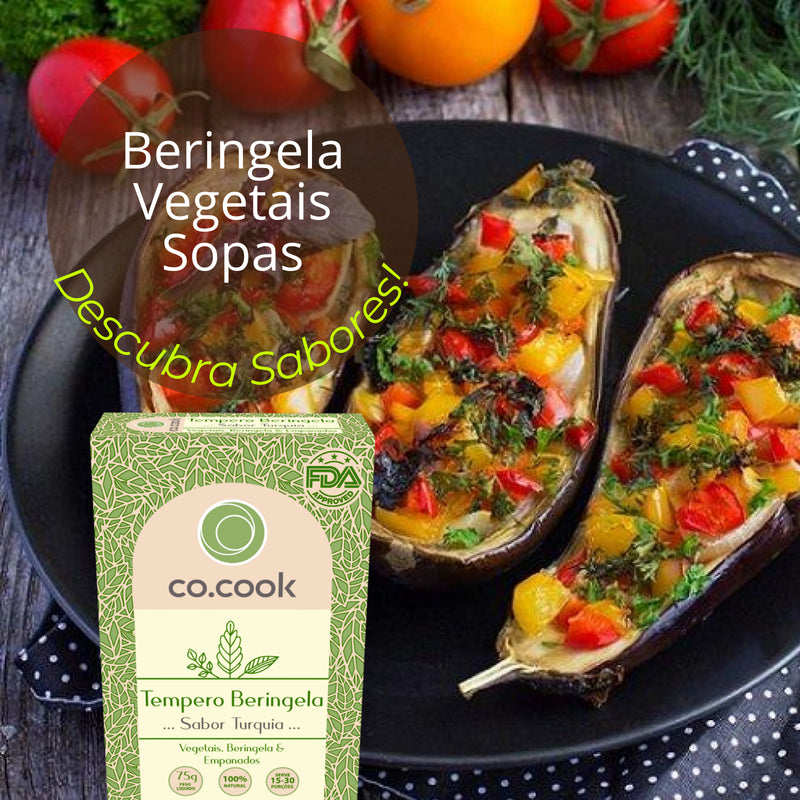 Cx 20 Tempero Funcional 100% Natural CoCook Beringela Sabor Turquia 75g