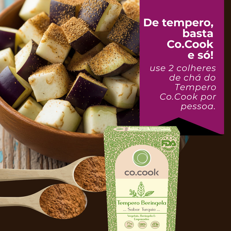 Cx 20 Tempero Funcional 100% Natural CoCook Beringela Sabor Turquia 75g