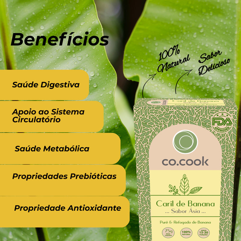 Tempero Funcional 100% Natural CoCook Caril de Banana Sabor Ásia 75g