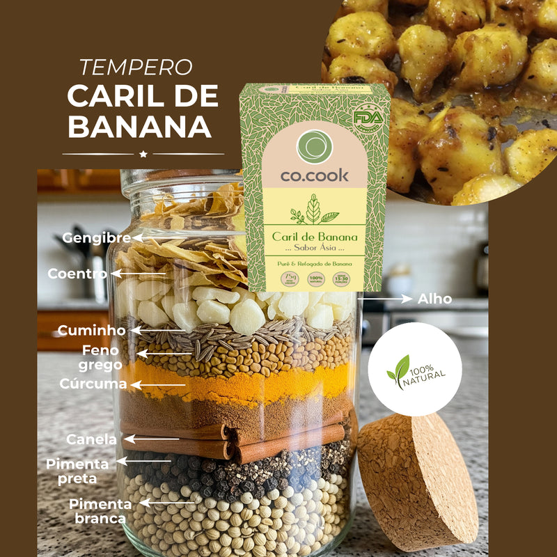 Kit 3 Temperos Funcionais Co.Cook – Caril de Banana, Beringela e Cuscuz Marroquino | 100% Natural, Zero Glúten, Zero Lactose, Zero Conservantes, Zero Corantes, Zero Sódio