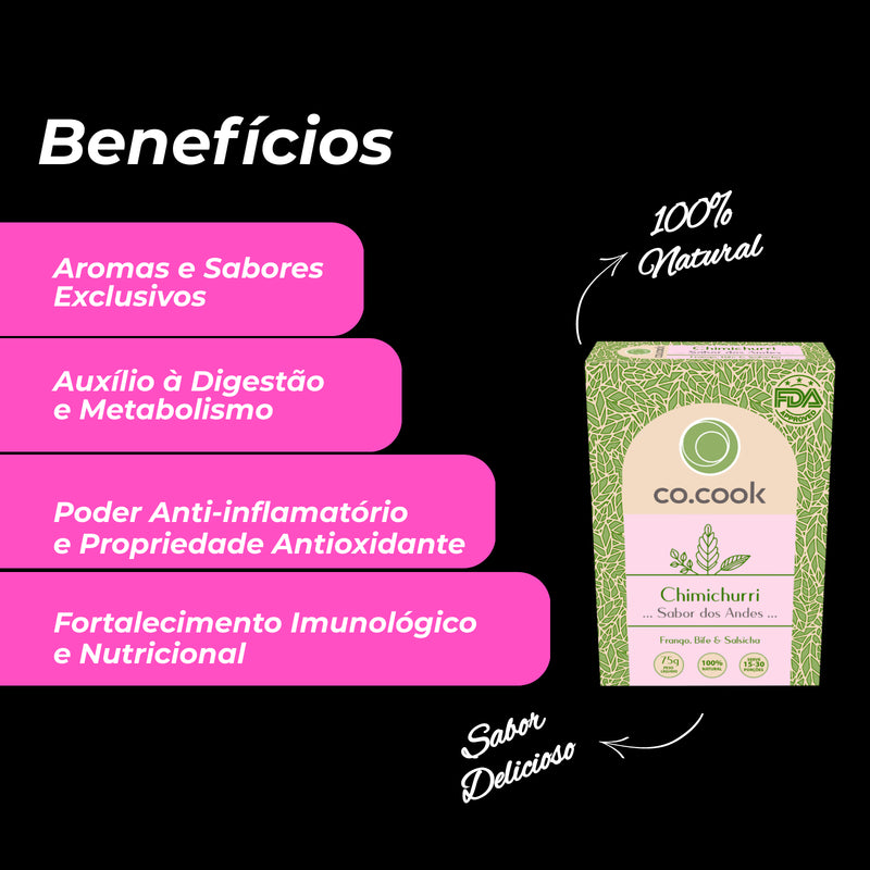 Tempero Funcional 100% Natural CoCook Chimichurri Sabor Andes 75g
