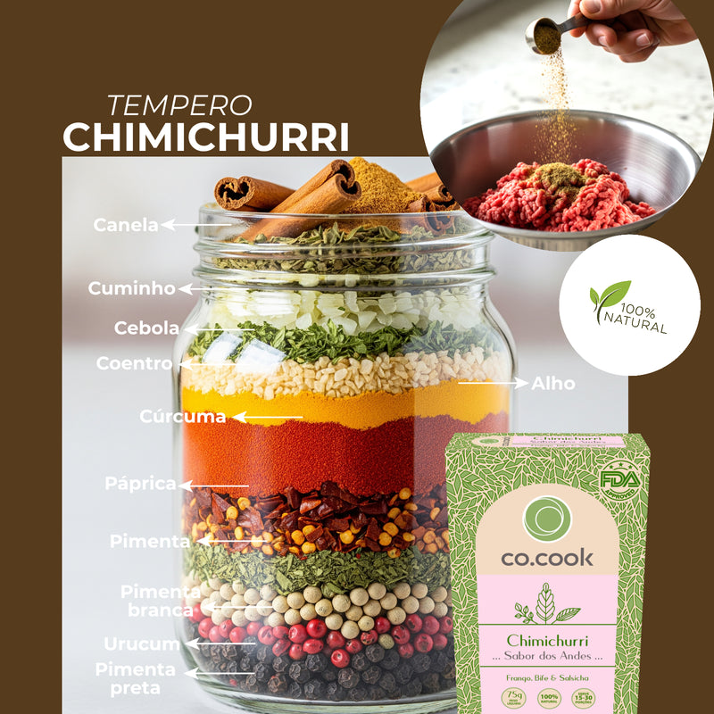 Tempero Funcional 100% Natural CoCook Chimichurri Sabor Andes 75g