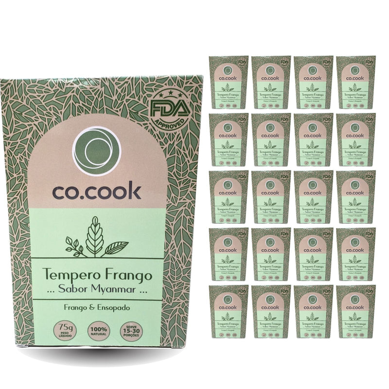 CoCook Caixa 20 100% Natural Tempero Frango Sabor Myanmar 75g