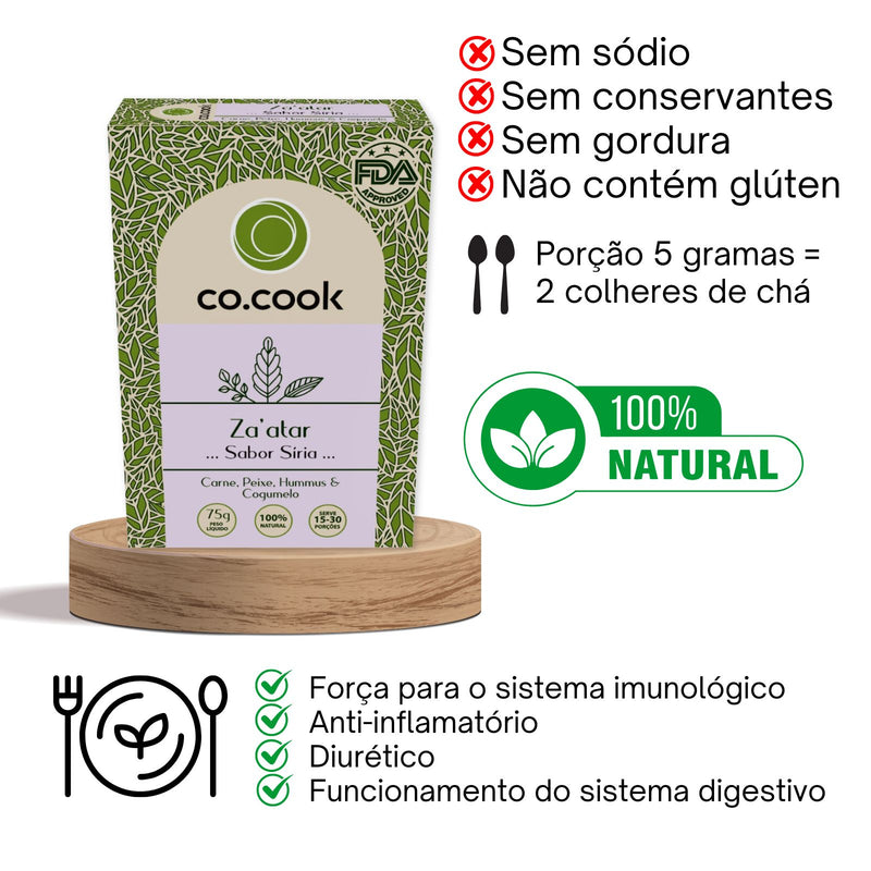 CoCook Caixa 20 Pack Especiaria 100% Natural Tempero Zaátar Sabor Síria 75g