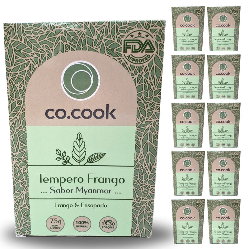 CoCook Caixa 10 100% Natural Tempero Frango Sabor Myanmar 75g