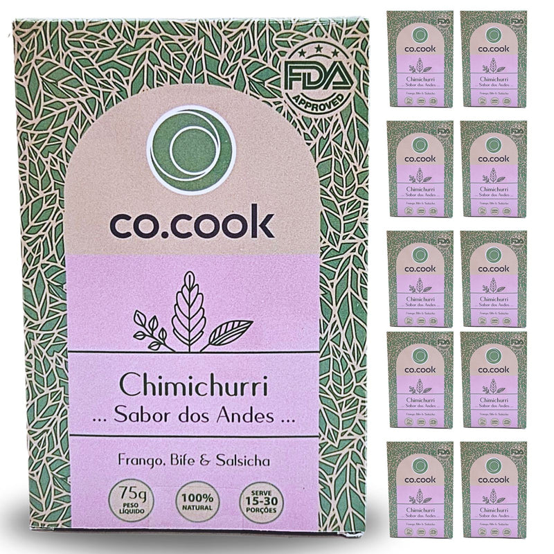 CoCook Caixa 10 Especiaria 100% Natural Tempero Chimichurri Sabor Andes 75g