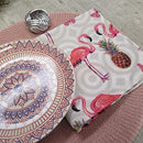 Kit 4 Guardanapo de Tecido Flamingo Abacaxi 40cmx40cm