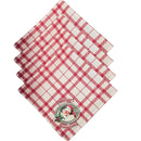 Kit 4 Guardanapos de Tecido Xadrez Papai Noel Bege Vermelho 40cmx40cm