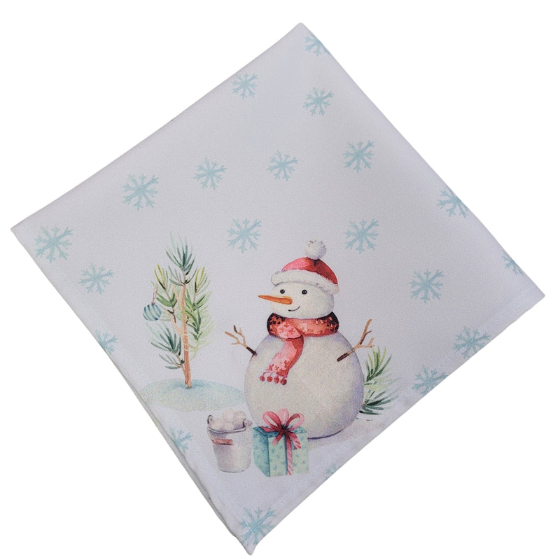 Kit 4 Guardanapos de Tecido Boneco de Neve Branco 40cmx40cm