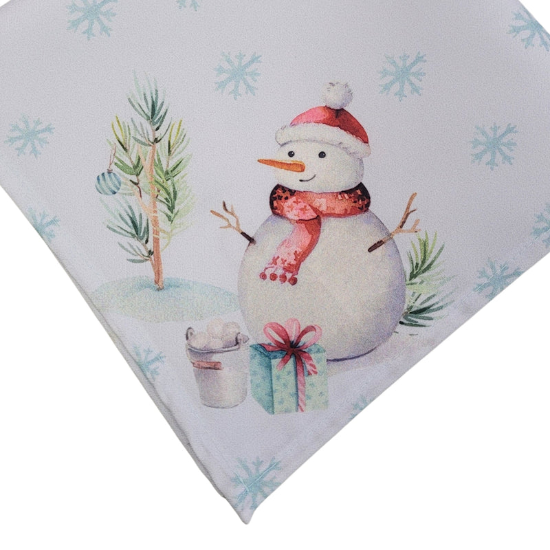 Kit 4 Guardanapos de Tecido Boneco de Neve Branco 40cmx40cm