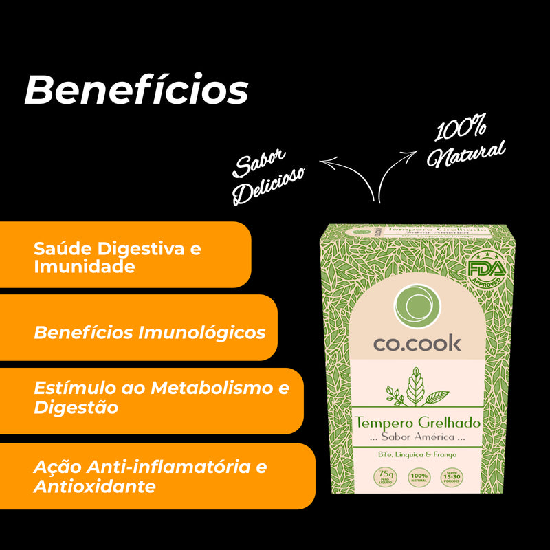 Kit 3 Temperos Funcionais Co.Cook – Jerk, Grelhado e Arrabiata | 100% Natural, Zero Glúten, Zero Lactose, Zero Conservantes, Zero Corantes, Zero Sódio
