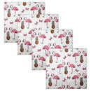 Kit 4 Guardanapo de Tecido Flamingo Abacaxi 40cmx40cm