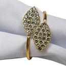 Kit 4 Porta Guardanapos Duo Folhas Douradas com Strass