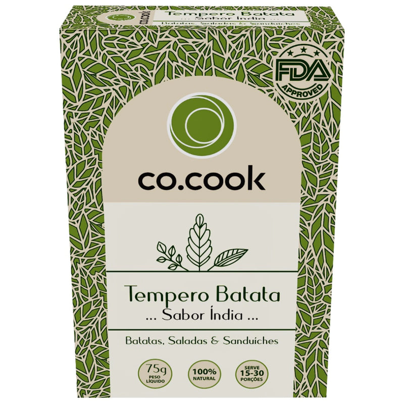 CoCook Caixa 20 Pack Especiaria Natural Tempero Batata Sabor India 75g