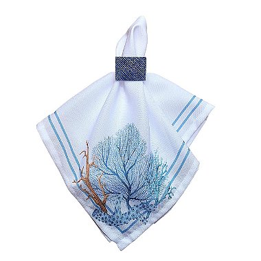 Kit 4 Guardanapo de Tecido Oxford Coral Azul 40cmx40cm
