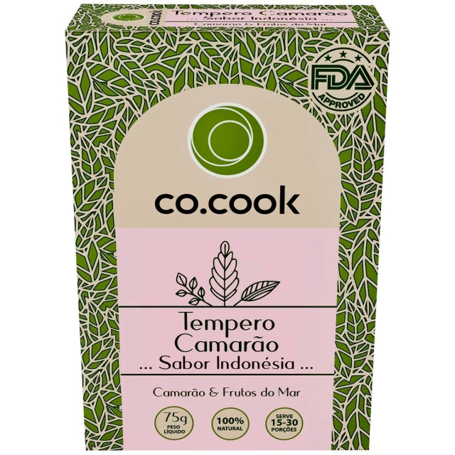 CoCook Caixa 20 Pack Especiaria Natural Tempero Camarão Sabor Indonésia 75g