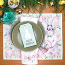 Kit 4 Guardanapos Coelho da Páscoa III da Charlô Verde 40cmx40cm