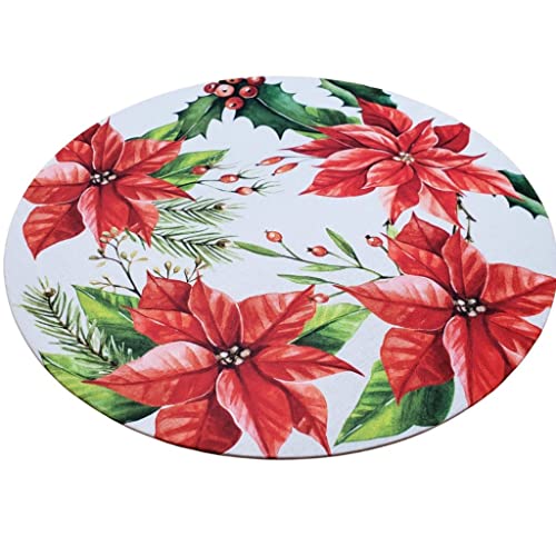 Kit 4 Capas Sousplat Flor de  Natal Vermelha 35cmx35cm