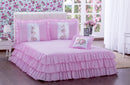 Kit Colcha com babado Sofia Casal 04 peças Rosa