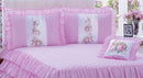 Kit Colcha com babado Sofia Casal 04 peças Rosa