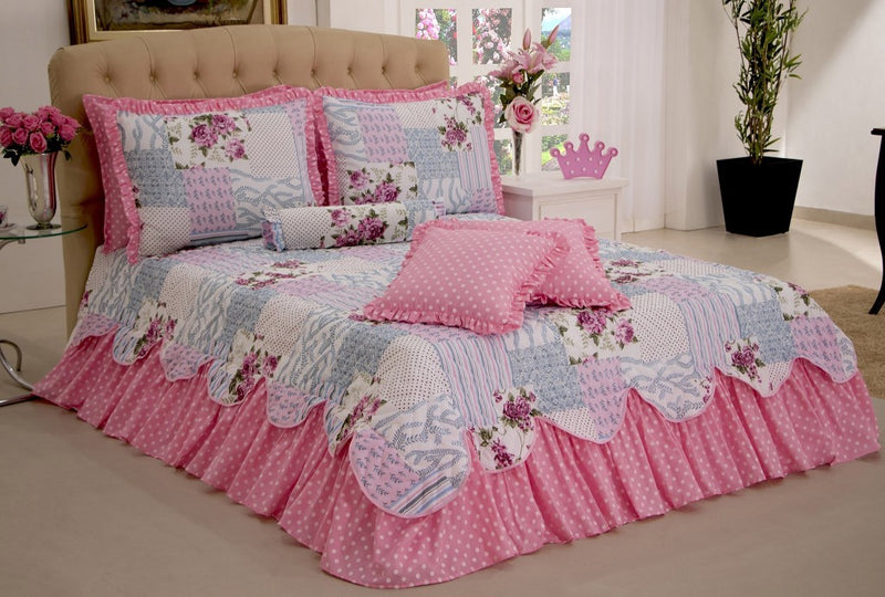 Kit Colcha Cobre leito Belize casal queen 05 pçs Borboletas