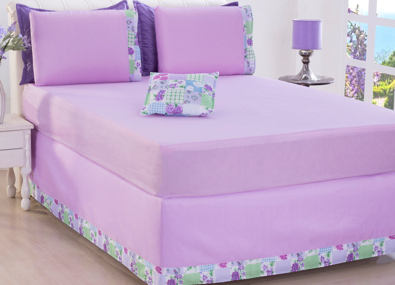 Jogo De Lençol Queen Size 05 Peças Lilas