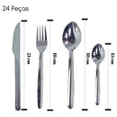 Jogo Inox 24 Peças Garfo Faca Colheres Talheres Clássico