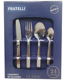 Jogo Inox 24 Peças Garfo Faca Colheres Talheres Clássico