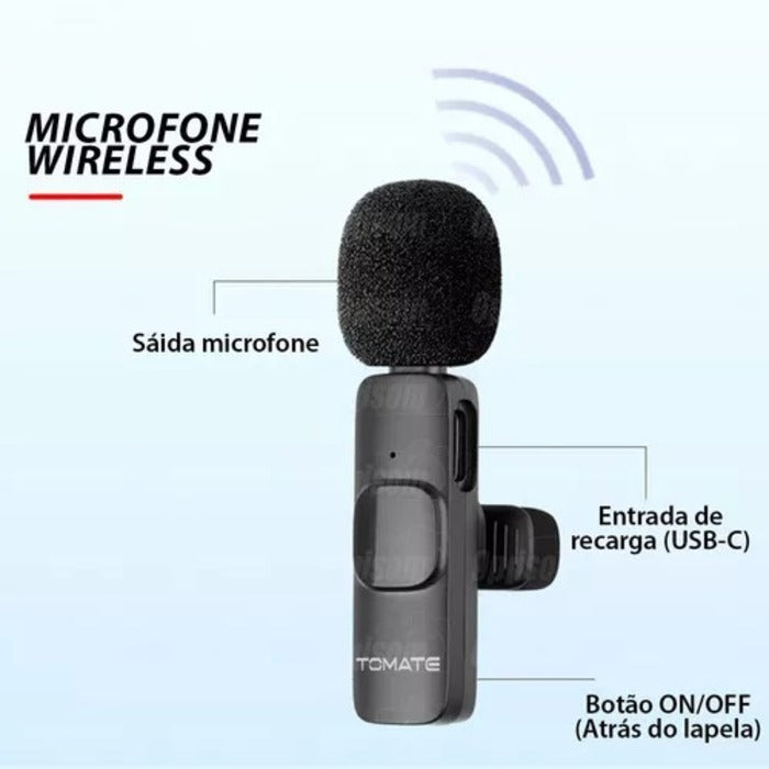 Microfone Lapela sem Fio para IPHONE