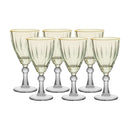 Set 6 Taças Para Água e Vinho De Vidro Dominic Verde Com Borda Dourada 275ml