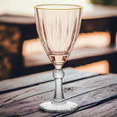 Set 6 Taças Para Água e Vinho De Vidro Dominic Rosa Com Borda Dourada 275ml