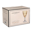 Set 6 Taças Para Água e Vinho De Vidro Dominic Âmbar Com Borda Dourada 275ml