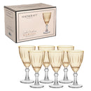 Set 6 Taças Para Água e Vinho De Vidro Dominic Âmbar Com Borda Dourada 275ml