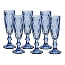 Set 6 Taças para Champanhe De Vidro Diamond Azul 140ml Hauskraft