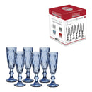 Set 6 Taças para Champanhe De Vidro Diamond Azul 140ml Hauskraft