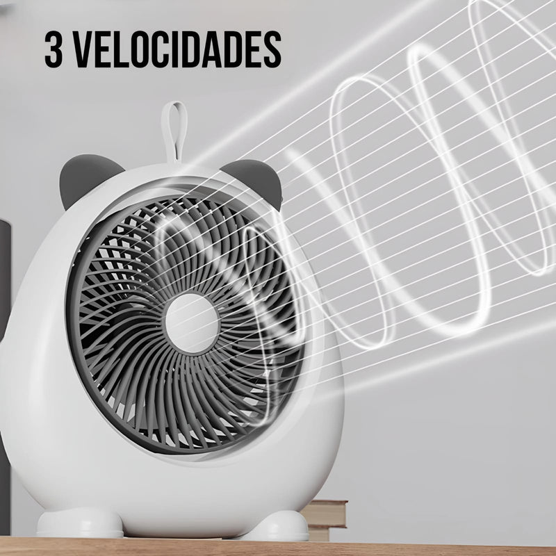 Ventilador De Mesa Gatinho Recarregável Silencioso FS7-215 Cor:Branco