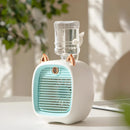 Mini Ventilador E Umidificador De Mesa Recarregável Gatinho FS6-260 Cor:Verde (