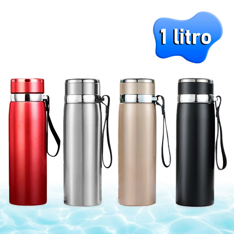 Garrafinha Térmica Aço Inox 1L Água Gelada Quente C/ Vedação Academia Trilh
