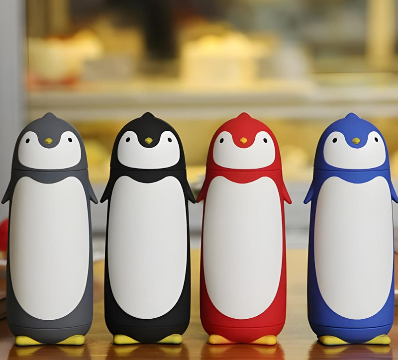 Garrafa Térmica Infantil Formato Pinguim 300ml - Cor:Preto