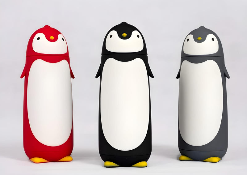 Garrafa Térmica Infantil Formato Pinguim 300ml - Cor:Preto