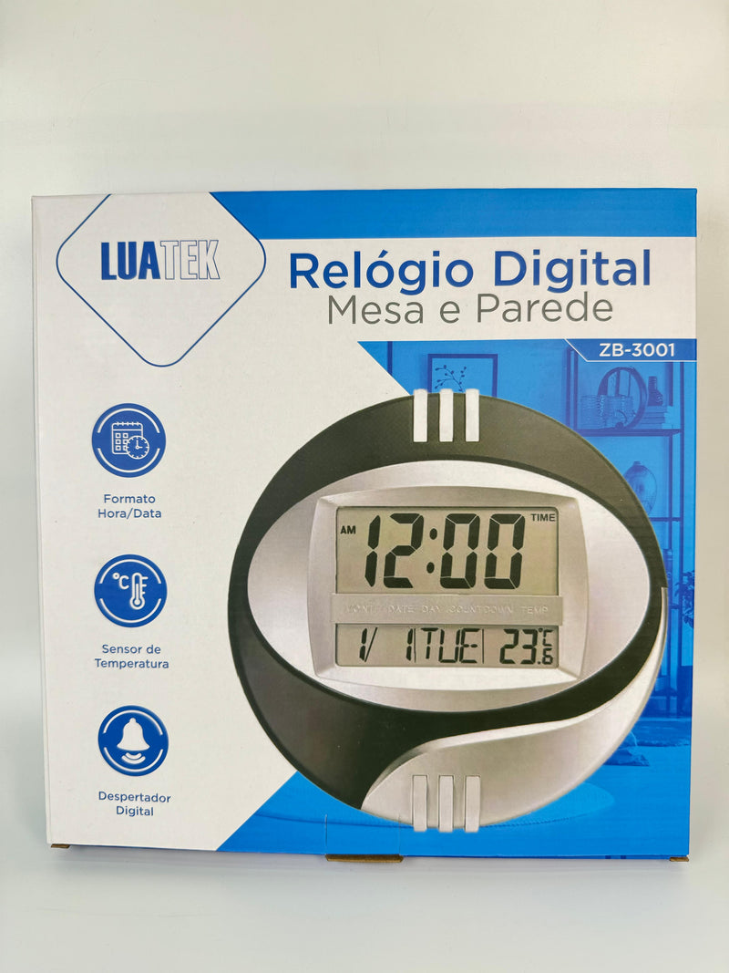 Relógio Digital Mesa E Parede Com Sensor de Temperatura Luatek ZB-3001 Cor:Azul