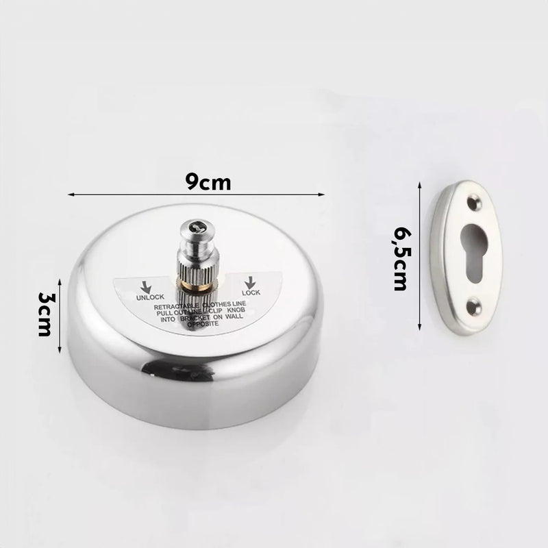 Varal Retrátil De Parede 3 Metros Banheiro Lavanderia Aço Inox (STO662)