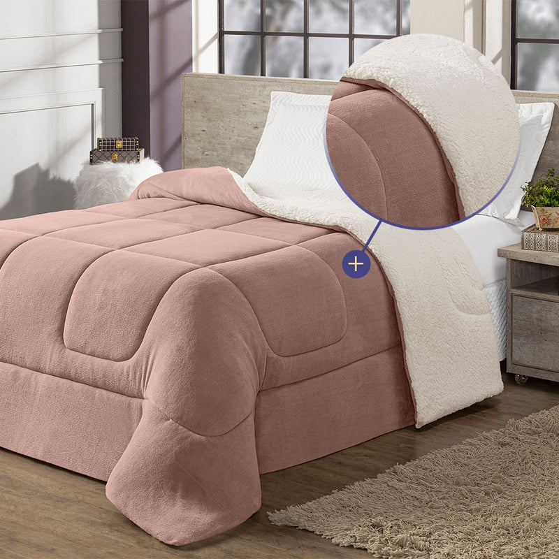 Coberdrom Cobertor King 1 Peça Maya Manta Soft e Sherpa de Carneiro 100% Polié