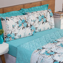 Kit Cobre Leito e Jogo de Lençol Casal 4 Peças Esmeralda 100% Algodão Percal