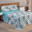 Kit Cobre Leito e Jogo de Lençol Solteiro 3 Peças Esmeralda 100% Algodão Perc