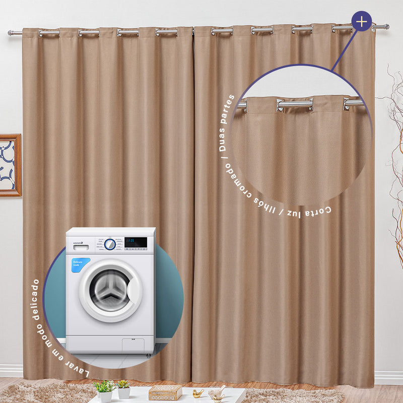 Cortina 3 Metros Blackout Cortaluz 100% Poliéster