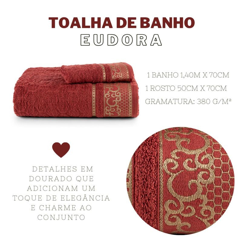 JOGO DE BANHO EUDORA 2 PEÇAS - Cor:Tango (Vinho)